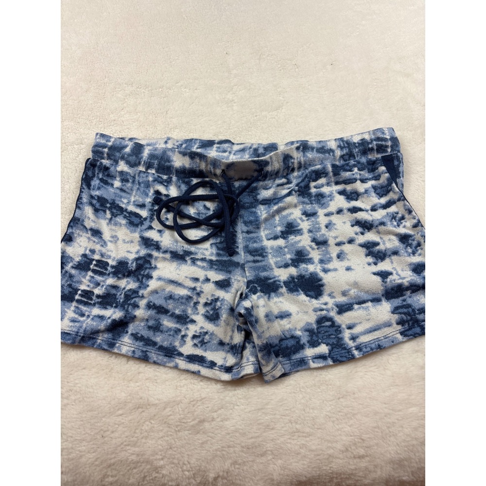 Lucky Brand Blue Tie Dye Lounge Shorts Womens Medium Drawstring Knit Sleepwear